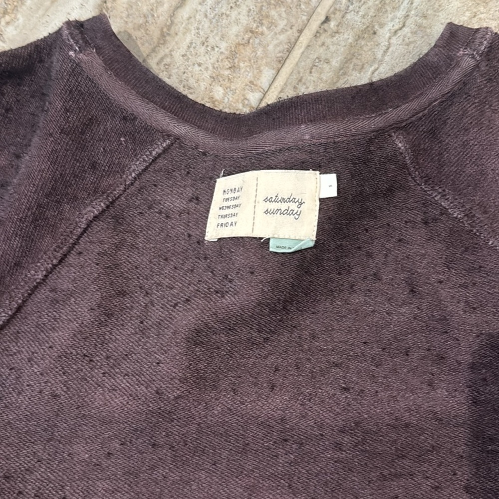 Anthropologie Saturday Sunday Smart Mouth Cropped Sweatshirt Size Small - Picture 16 of 16